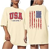 American Flag Shirt for Women Oversized 4th of July USA Tshirt Graphic Patriotic America Stars Stripes Print Tee Tops