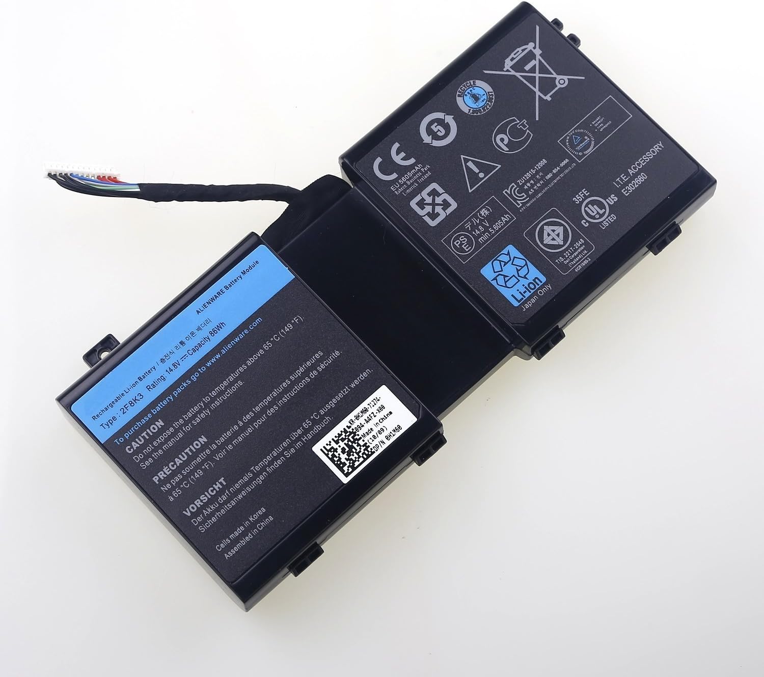 Bodun New Replacement Laptop Battery M18X (14.8V 77Wh 8 cell) For Dell Alienware 17 18 18x M17X R5 M18X R3 series 2F8K3 02F8K3 KJ2PX 0KJ2PX G33TT 0G33TT