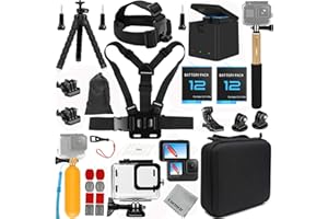 Gurmoir Accessories Kit with Battery and Charger for Gopro Hero 12 11 10 9 Black, Waterproof Case+Selfie Stick+Tripod+2 Battery+3-Channel Charger Station Compatible with Go pro 12 11 10 9(PT09)
