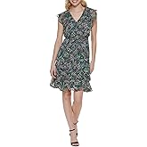 Tommy Hilfiger Womens Ruffle Trim Tie Waist Chiffon Mini Dress