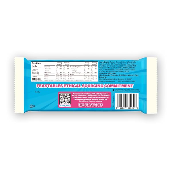 MRBEAST FEASTABLES COOKIES & CREME CHOCOLATE BAR, KING SIZE, 10 COUNT, WHITE CHOCOLATE WITH COOKIE PIECES, FAIRTRADE COCOA, 2.1OZ EACH