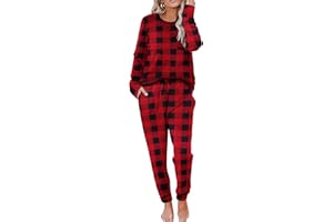 Ekouaer Pajamas Women's Long Sleeve Sleepwear with Long Pants Soft Loungewear Pj Set S-XXL