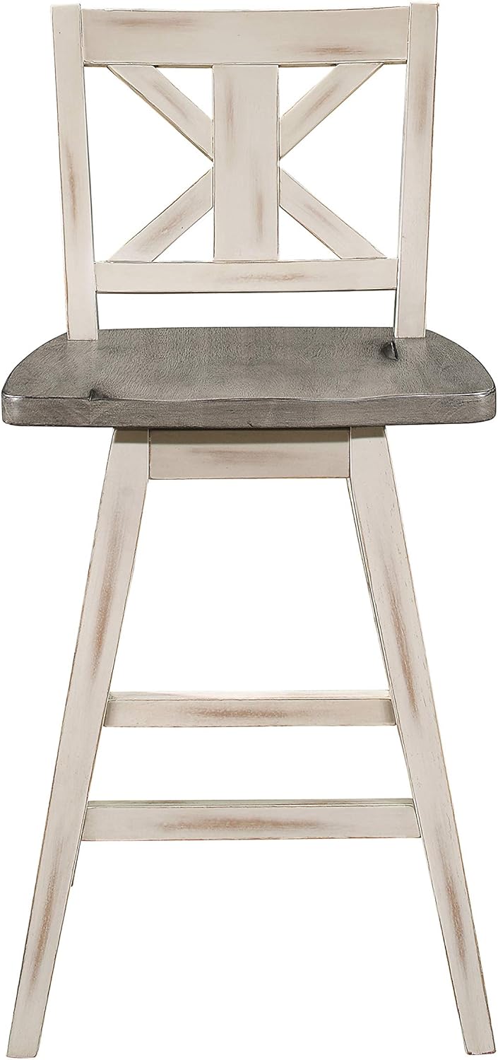 Lexicon Havre Swivel Counter Height Barstool (Set of 2), Cross-24Inch, Gray/White: Furniture & Decor