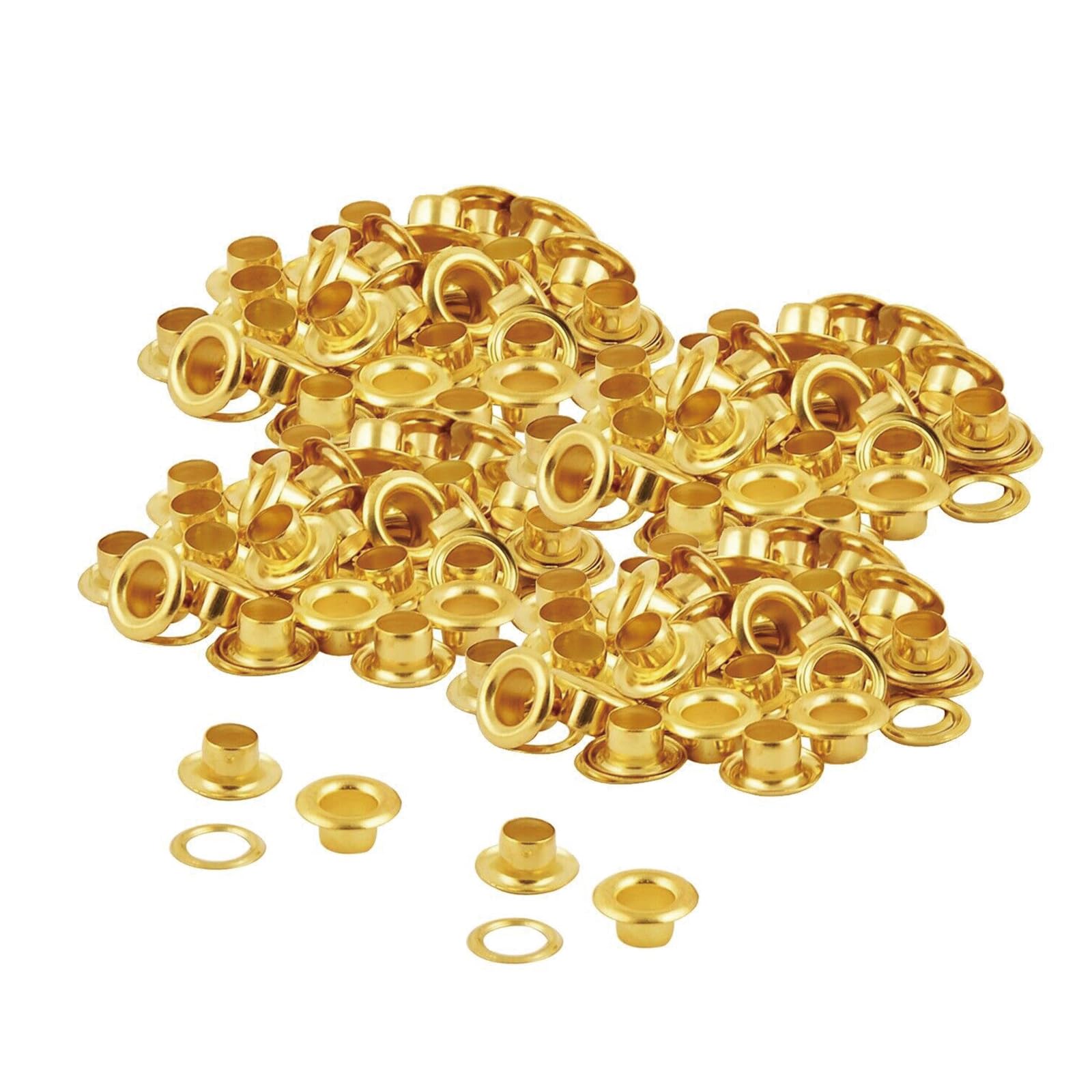 Leliafleury 50 Sets Gold Eyelet Grommets Kit 6mm Hole Metal Eyelets Washers for Leather Clothing Shoes Belt Bag DIY Project