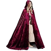 Ibeauti Velvet Cloak with Hood Women Full Length Halloween Witch Vampire Renaissance Medieval Costume Cape