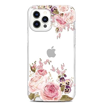 Buy Jaholan Clear Case Compatible With Iphone 12 Pro Max Cute Design Flexible Tpu Bumper Hard Back Cover Phone Case 6 7 Inch Girl Floral Flower Rose Online In Cameroon B08gprk8
