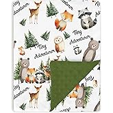 Tewrnvioc Baby Blankets for Girls Boys 30" x 40", Soft Double Layer Minky Blanket with Dotted Fleece Back, Nursery Bed Receiving Quilt Newborn Infant Toddler Shower Gift Forest Animals Adventure Theme