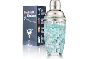Gbuxska Cocktail Shaker Set - Martini Shaker, Drink Shakers Cocktail, Glass Shaker Bottle for Cocktails, Bars, Whiskey (Slive