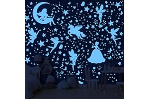 HUIMDERY Glow in the Dark Stars Unicorn Bedroom Decor for Girls - Fairy Butterfly Wall Decals, Space Galaxy Wall Stickers for Ceiling, Kids Nursery and Living Room Wall Decor