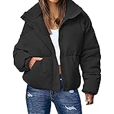 Gihuo Women's Winter Warm Puffer Jacket Stand Collar Baggy Zip Up Short Quilted Jacket Outerwear