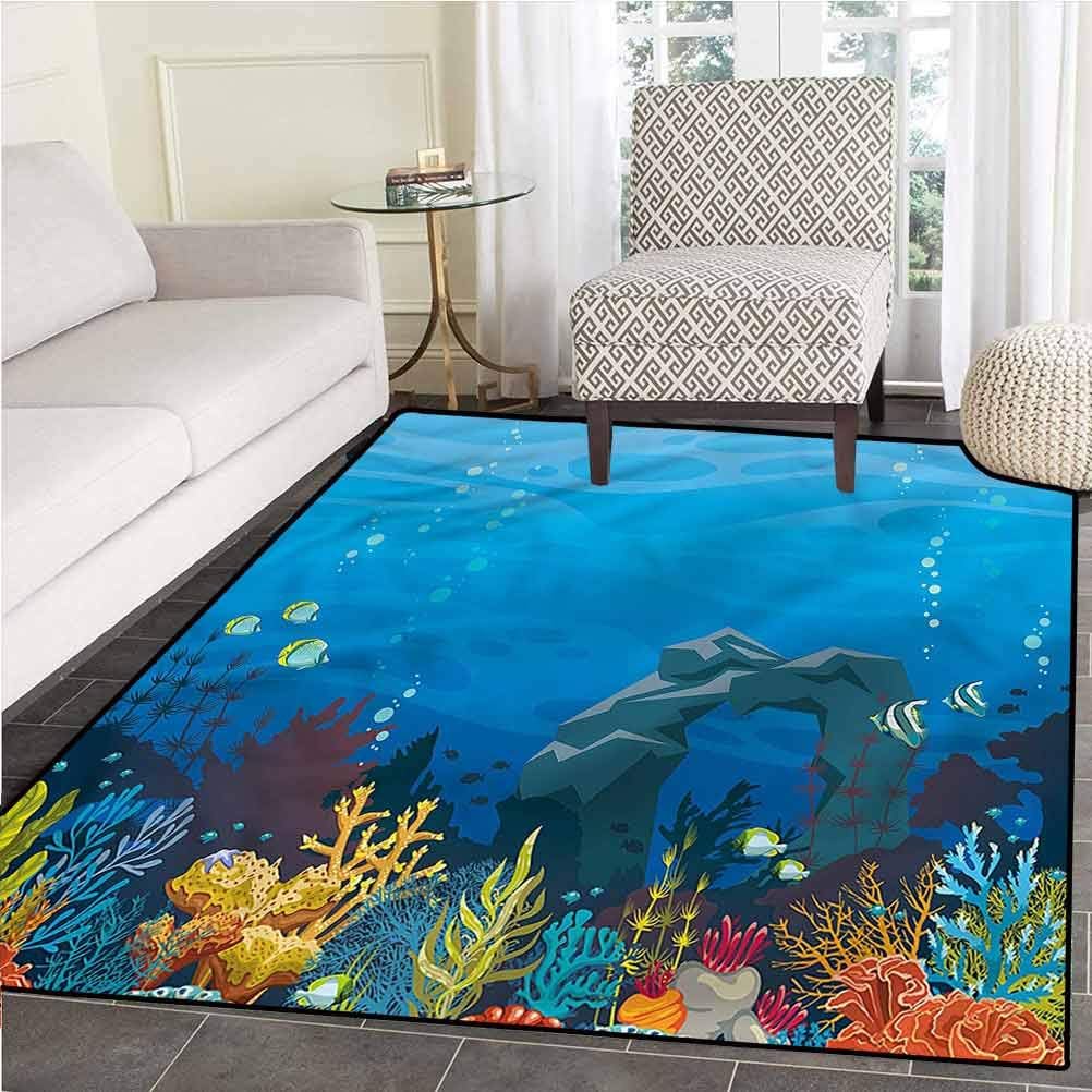 Aquarium Pattern Decorative Rug Home Room Decor Rugs Fish