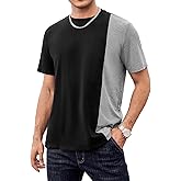 Hardaddy Men's Casual T-Shirts Crewneck Contrast Color Shirts Short Sleeve Color Block Tee Tops