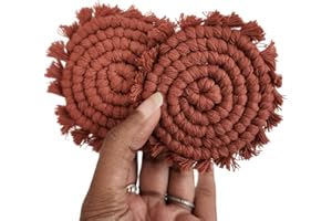 HANDMADE BY URUBA Cotton Car Coasters for Cup Holders, 2PC Car Cup Coasters, Drink Coaster Holder, Cute cupholder Coaster Accessories for Women, Macrame, Boho (Cafe Latte)