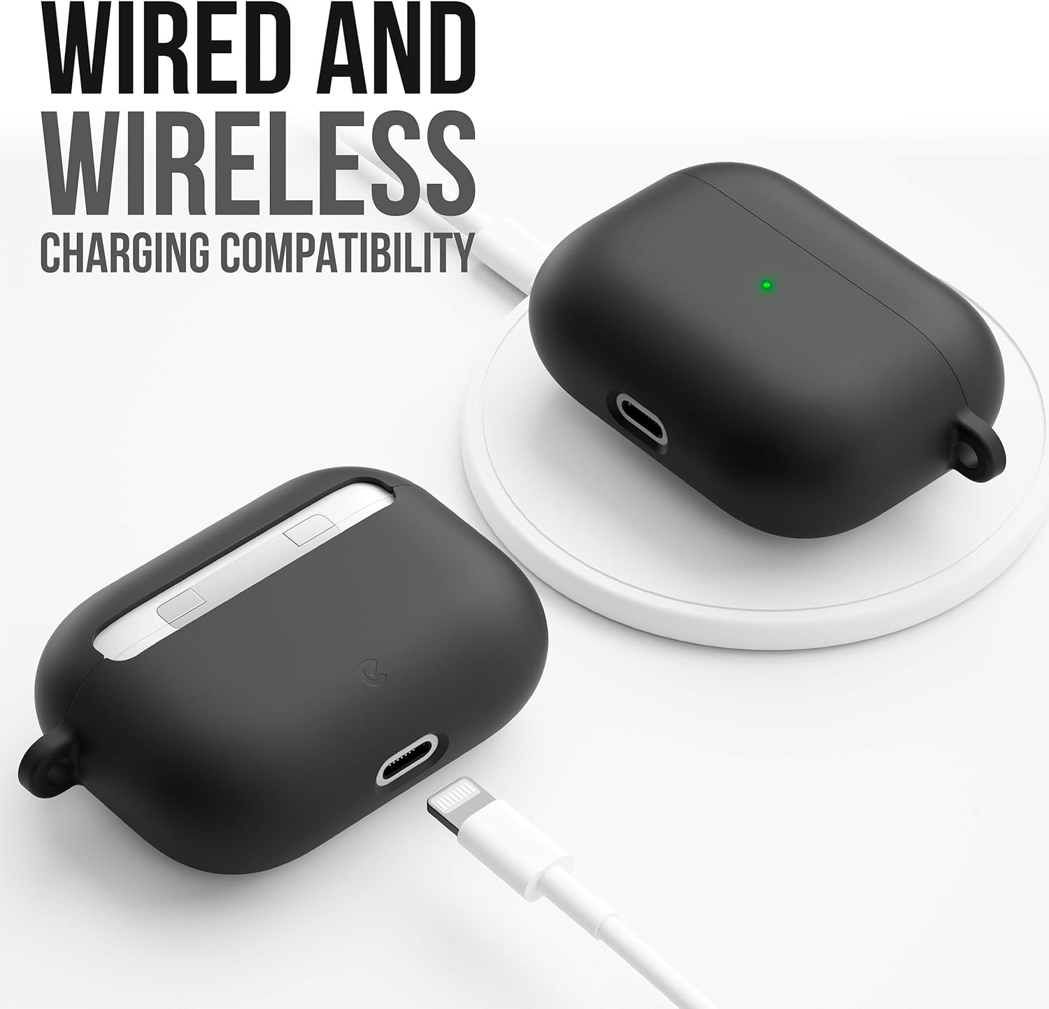 KeyBudz AirPods Pro Case with Keychain Hybrid Shell Series Compatible with AirPod Pro Case Cover (Black), With Carabiner - Image 5
