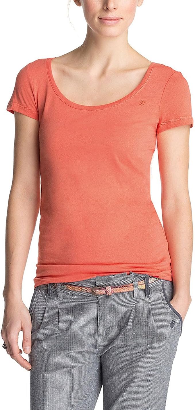 edc by ESPRIT Damen TShirt 033CC1K007, Gr. 44 (XXL), Orange (688 Coral