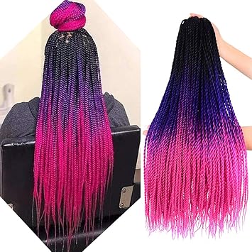 Yolana Black Purple Rose Red 24 Inch Ombre Senegalese Twist Hair