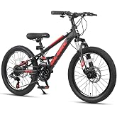 Glerc 20 24 26 Inch Kids Mountain Bike for Boys and Girls Ages 6+ Years | 21-Speed Skyline Bicycle with Front Suspension and Disc Brakes, Multiple Colors