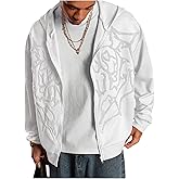 GORGLITTER Men's Full Zip Y2K Hoodie Fall Casual Graphic Print Long Sleeve Fashion Halloween Jacket Hooded Sweatshirt