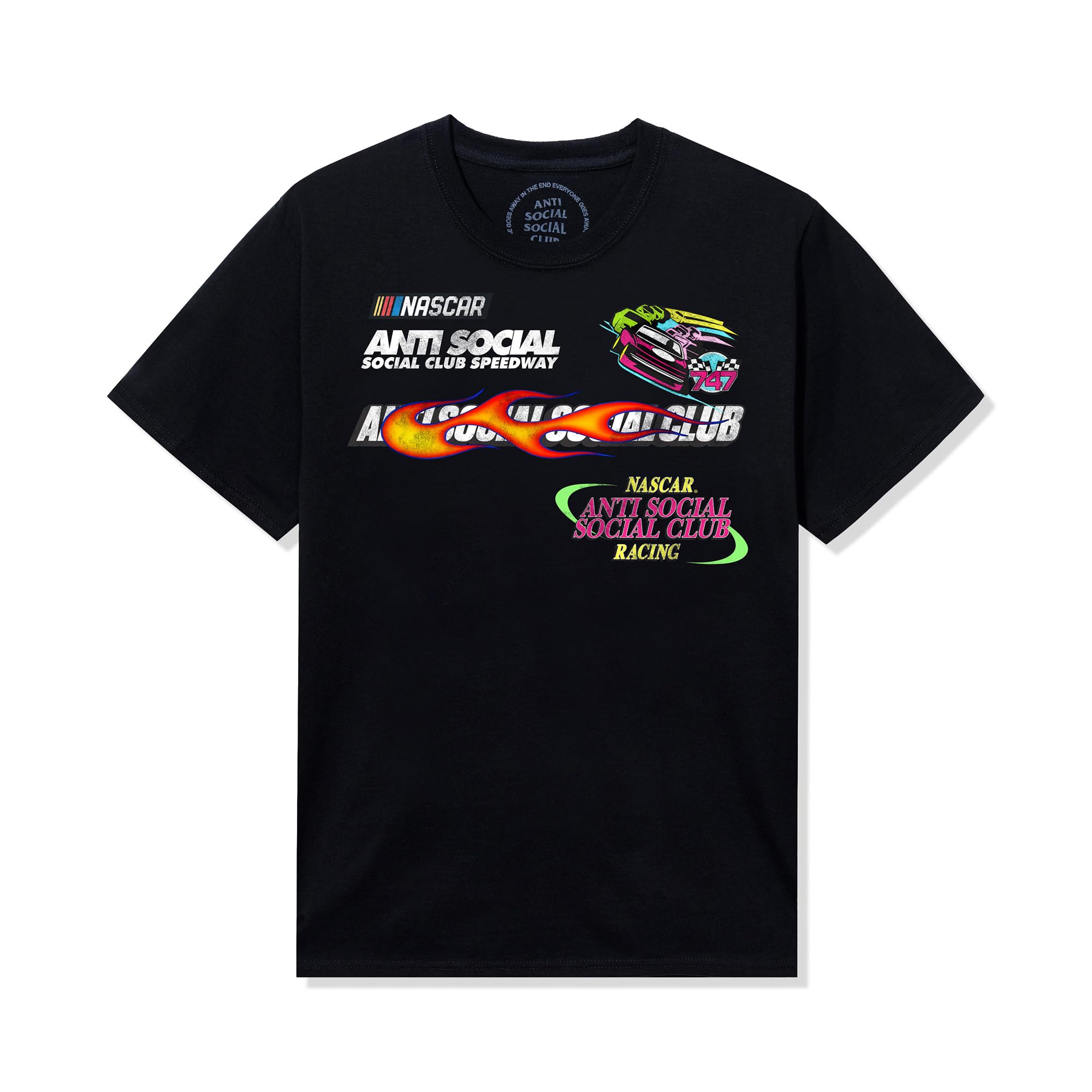 Anti Social Social Club Nascar Daytona Graphic Tee, Short Sleeve Cotton, Unisex Adult, Black, X-Large, NASCAR Race Shirt, Motorsport Fan Apparel, Streetwear, Summer Casual, Racing Event Tee