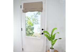 WdFour Door Curtains for Door Window, French Door Curtains for Privacy, Easy Installed Tricia Door Panels,Front Door Sidelight Curtain Tie up Shade, Washable Curtain 25W x 40L Inch Mocha, 1 Panel