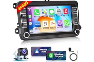 WOWIVID (4G RAM 64G ROM) Car Radio for VW Passat MK5 MK6 Jetta Golf tiguan, Android 13 7 Inch 5G WiFi Volkswagen Stereo Support Carplay/Android Auto,GPS Navigation with Bluetooth,Backup Camera,SWC/FM Radio