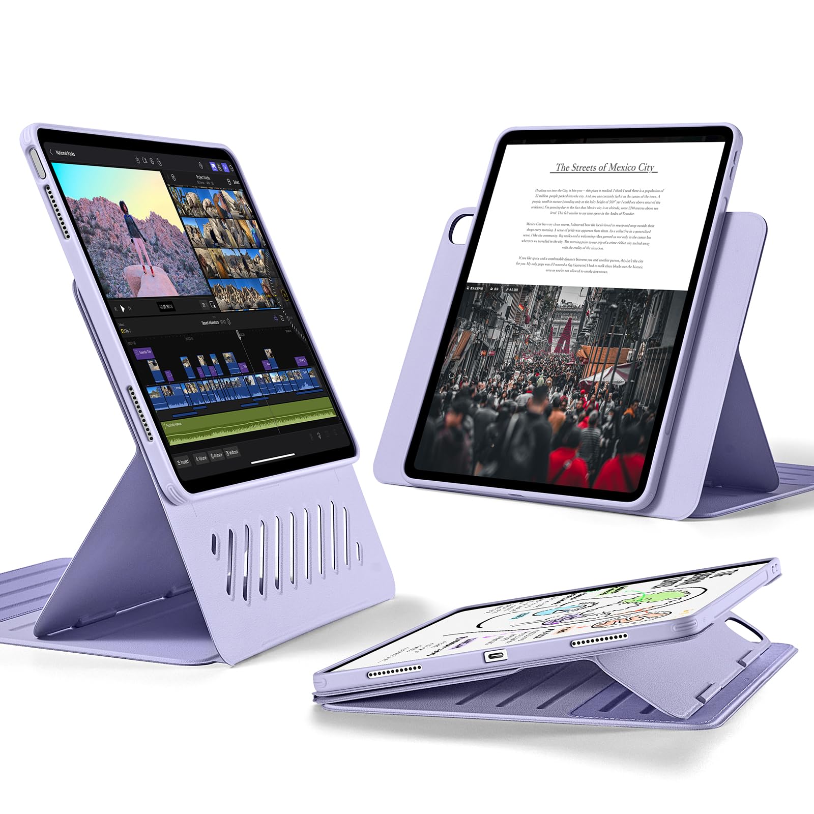 Photo 1 of ESR for iPad Air 13 Inch Case (2025/2024) M3/M2, Removable Magnetic Cover, Adjustable Portrait/Landscape Stand with Raised Screen View, 9 Standing Angles, Shift Series, Light Purple