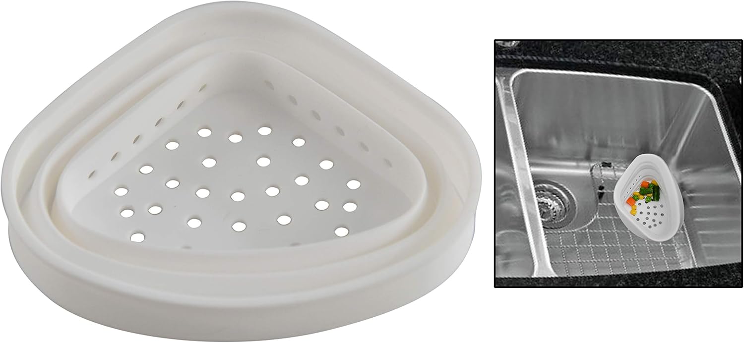 HOMEX Silicone Kitchen Sink Strainer, Scrap Collector, Collapsible Caddy Drain Catcher, Corner
