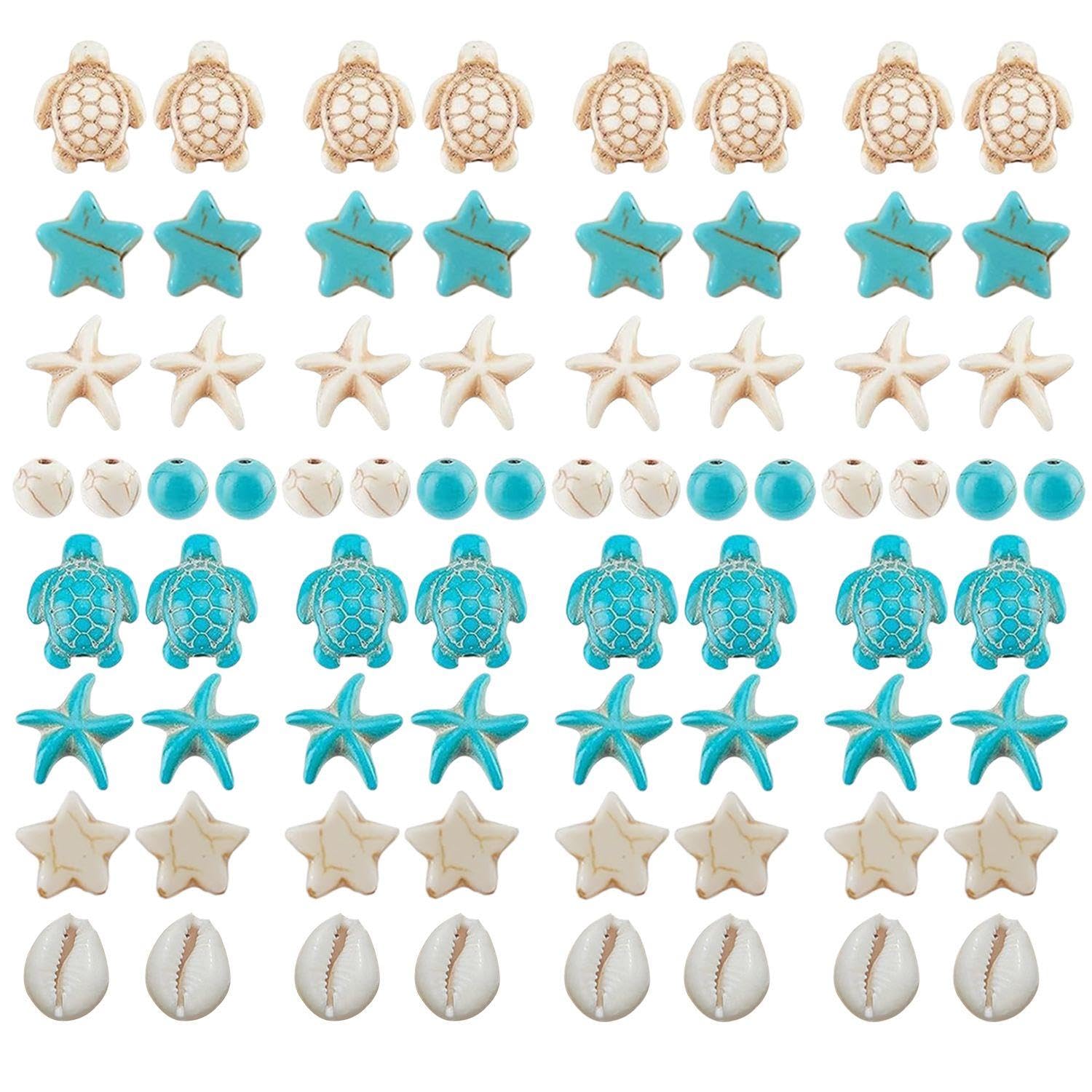 FFDHWU 1 Turtle, 1 Starfish, 1 Five-Pointed Star, 1 Pine Beads, 1 Pack Of Turtle Shells, Shells For Painting, Bracelet Beads, Bead Embroidery Set