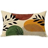 Fahrendom Boho Geometric Lumbar Decorative Rectangle Pillow Cover 12 x 20 | Bohemian Abstract Modern Art Arch Leaves Porch Patio Outdoor Pillowcase, Minimalist Sofa Couch Cushion Case Home Decor