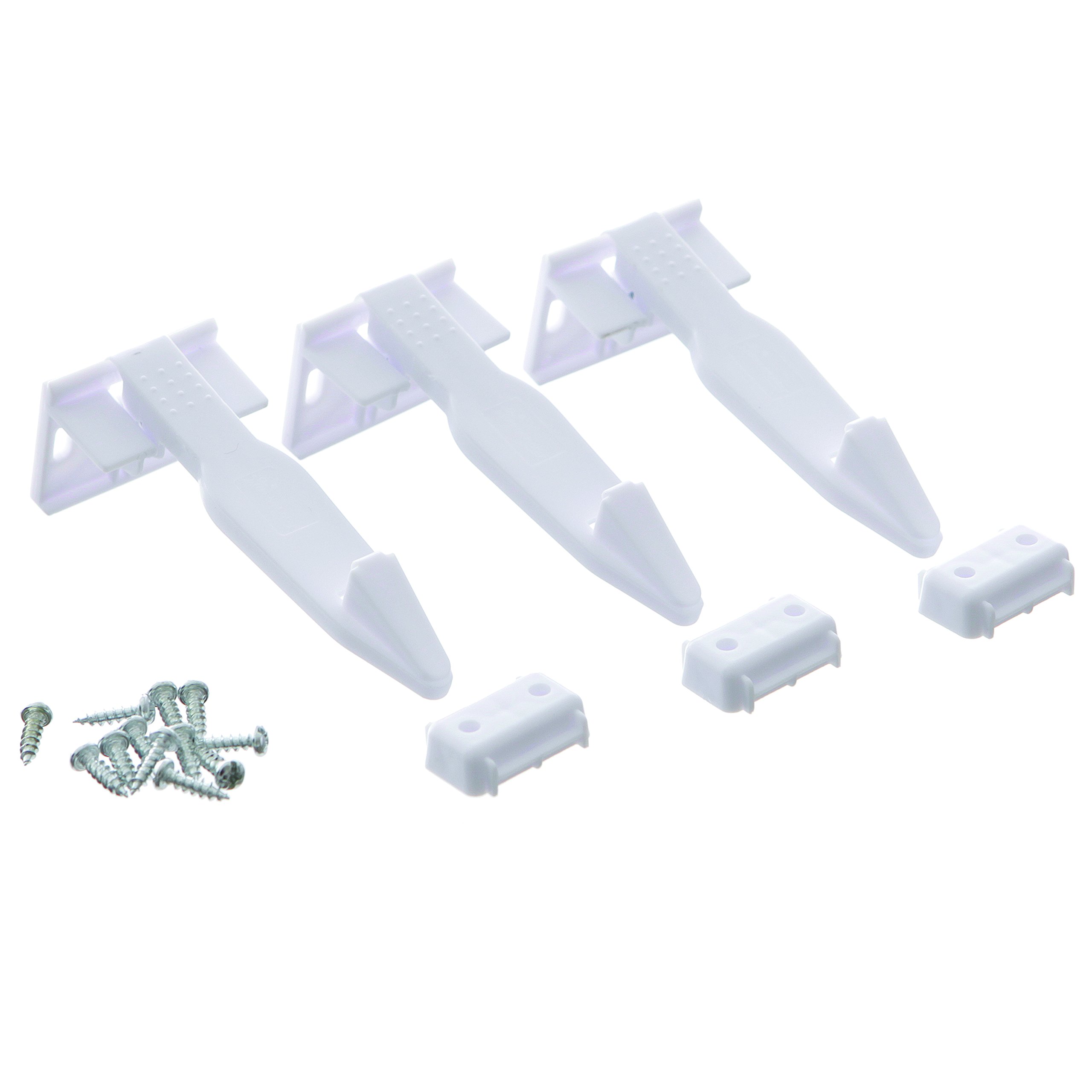 Stork Cabinet & Drawers Spring Latch Locks - Spring Loaded for Extra Strength - White - 3 Pack - Model ST9015