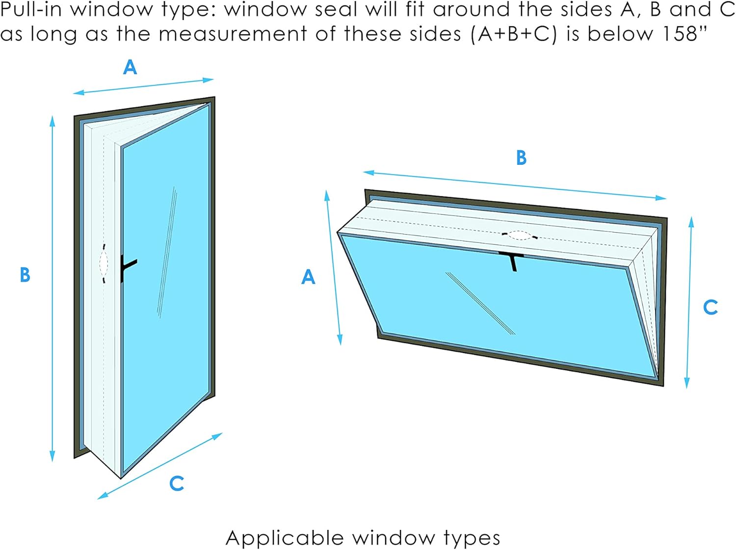 Window Seal for AC Unit – Window Seal For Portable Air Conditioner – Sealing AC with Zip and Adhesive Fastener – Best Way to Seal Casement Window With Maximum Length of 158 inches: Appliances
