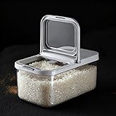 LivLab Mker Rice Storage Container -10Lbs/1.3Gal/6KG Rice Container Airtight Grain Dispenser Kitchen Pantry Organizer with Measuring Cup, BPA-Free, Clear Design for Dry Food