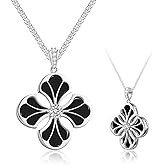 Elfgrass 925 Sterling Silver Platinum Plated Four Leaf Clover Necklace for Women Mother of Pearl Pendant with CZ Dainty Fashion Jewelry Gift for Wife, Mom, Daughter or Girlfriend