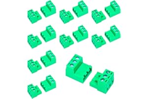 Tcenofoxy 10 Set 5.08mm 3 Pin Male & Female Phoenix Type Connector No Soldering Green PCB Screw Terminal Block 3 Pole