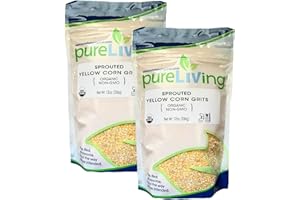 PureLiving Organic SPROUTED Yellow Corn Grits - 12 Ounce Bag (Pack of 2)
