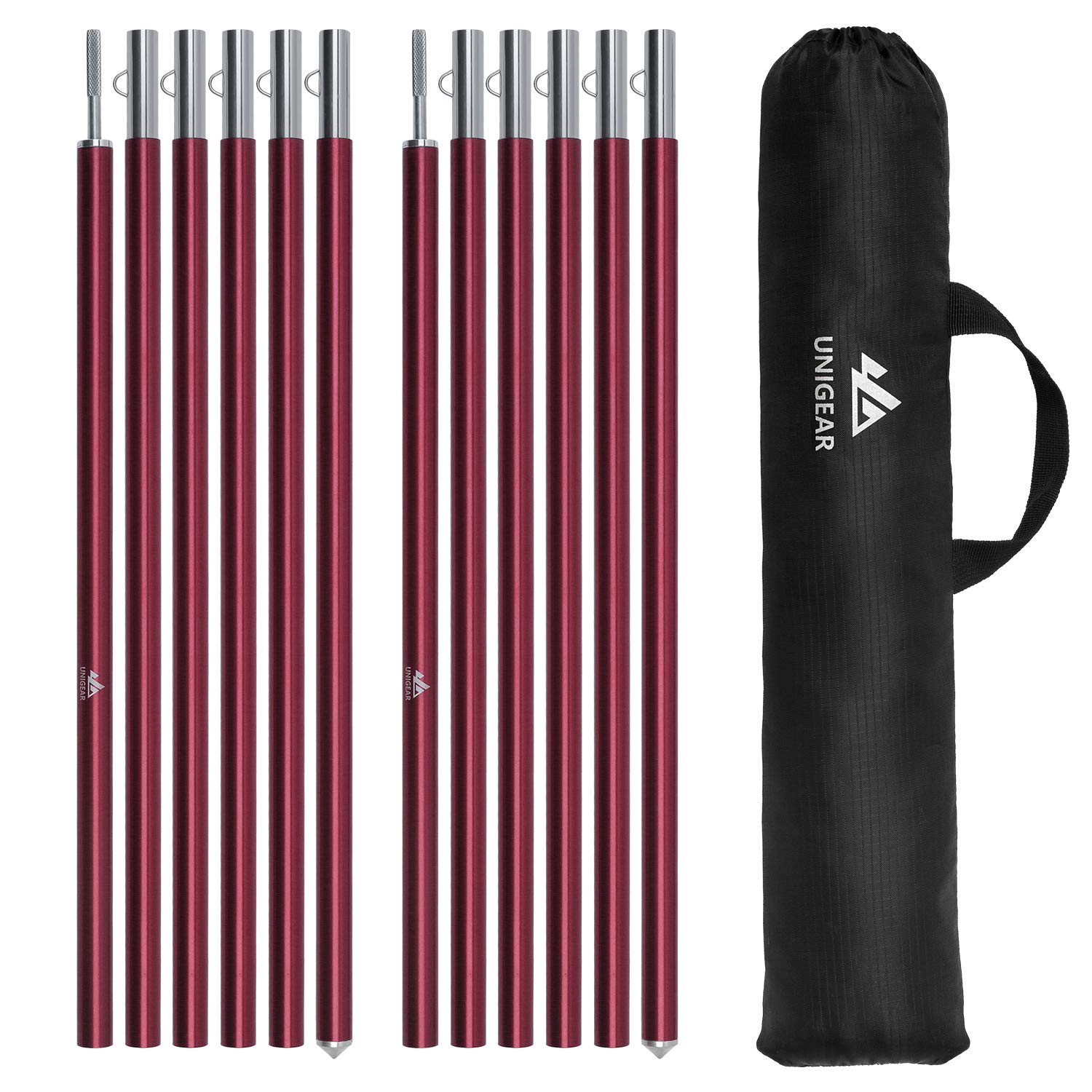 Unigear Tarp Poles telescopic set of 2, Aluminum pole for tarp, tent, awning, camping, adjustable from 40cm-240cm
