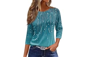 JXKIKOZE 3/4 Length Sleeve Womens Tops 2025 Fall Fashion Floral Print Vintage Tshirts Casual Loose Crew Neck Blouses