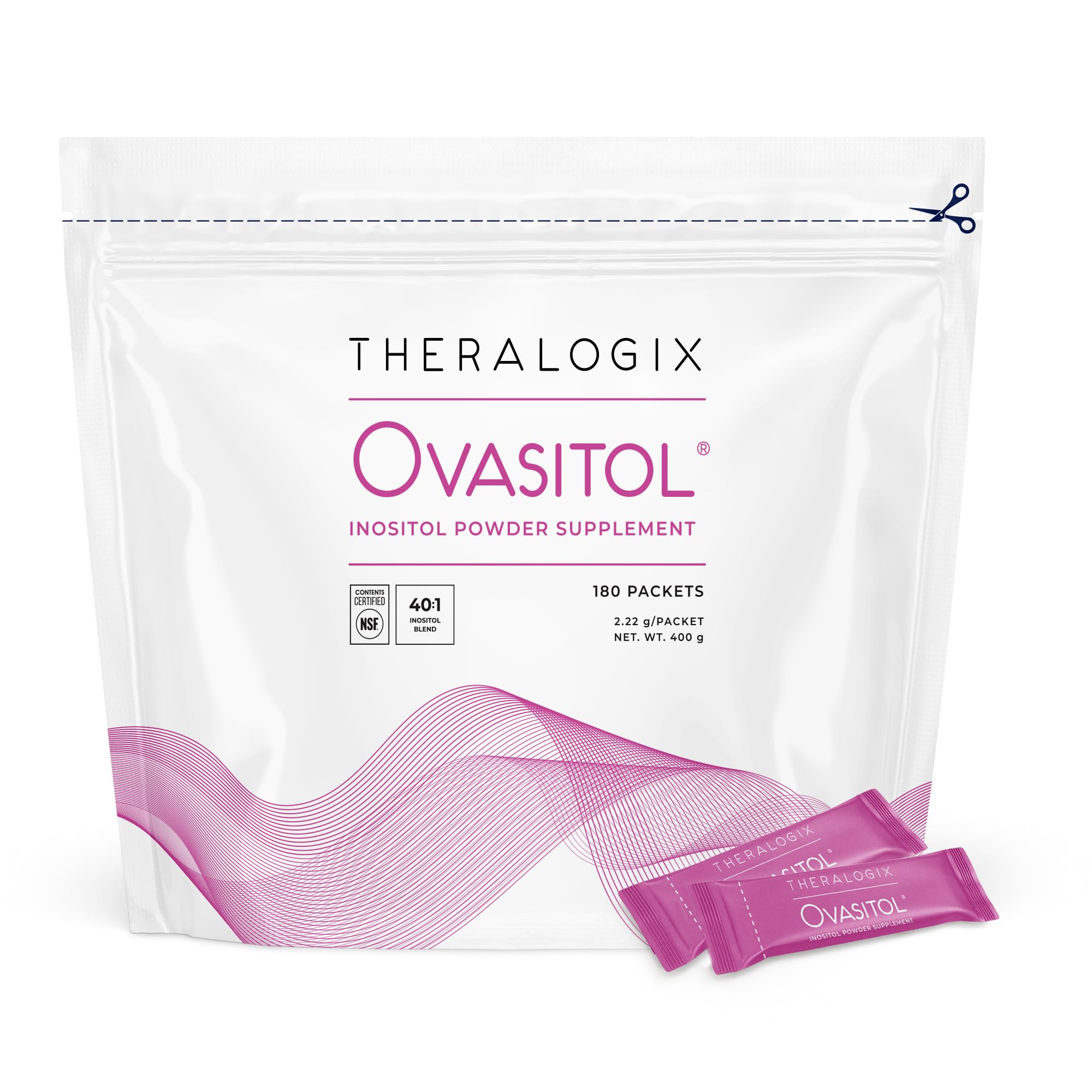Theralogix Ovasitol Inositol Powder Packets - 90-Day Supply - Myo-Inositol & D-Chiro for Hormone Balance & Ovarian Function Support* - NSF Certified - 180 Packets