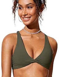 CRZ YOGA Womens V Neck Bikini Tops Twist Front