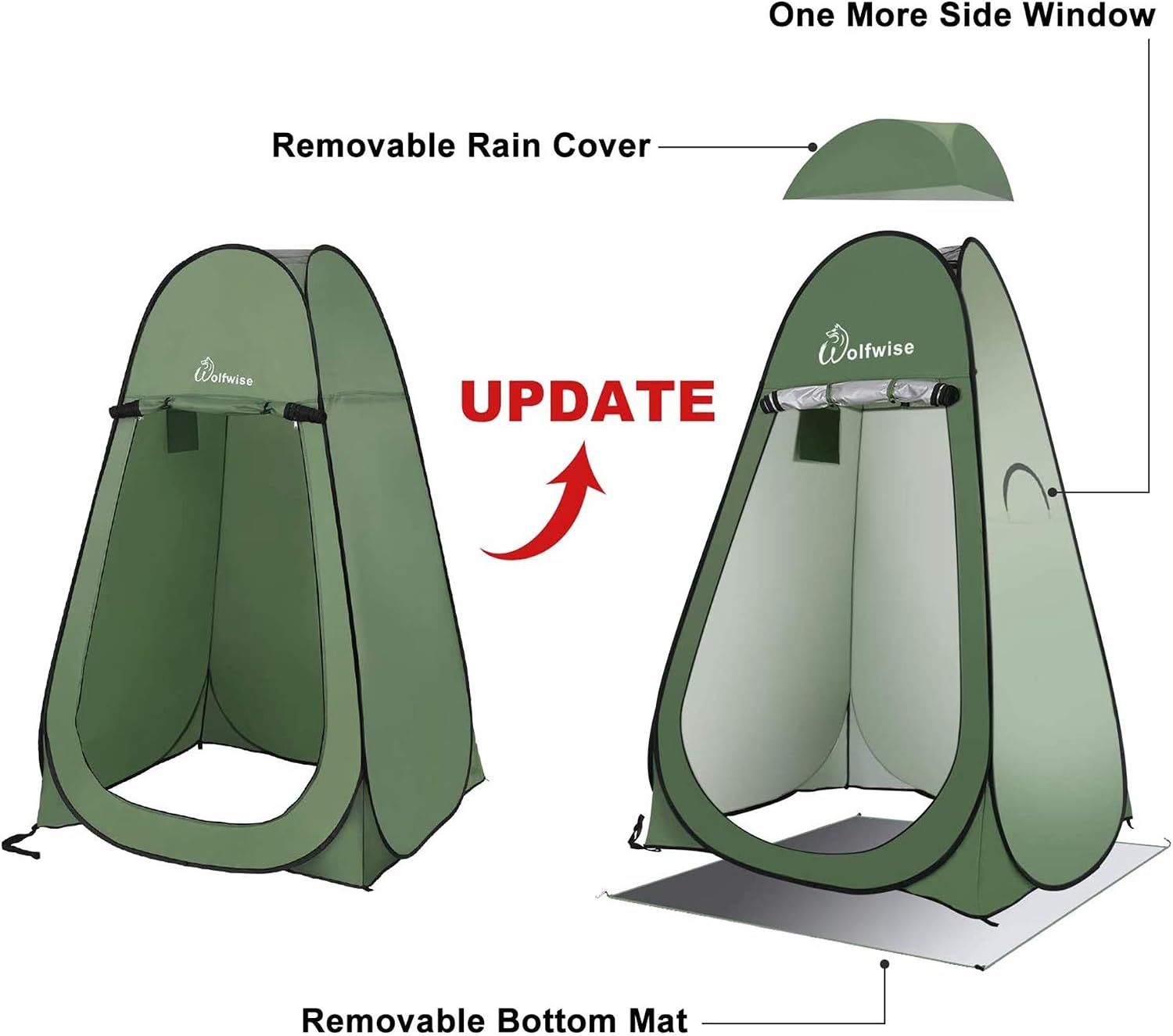 Wolfwise Pop Up Shower Tent with Floor, Portable Instant Changing Tent with Ventilation Window - Image 5