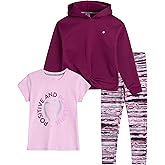 RBX Girls Pants Set - 3 Piece Soft Fleece Pullover Hoodie Short Sleeve Shirt Graphic Tees and Leggings for Girls