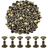 Nivofu 100 Sets 8x8mm Leather Rivets,Double Cap Rivet Tubular,Metal Round Button Studs,Flat Head Rivets Kit,for Leather DIY C