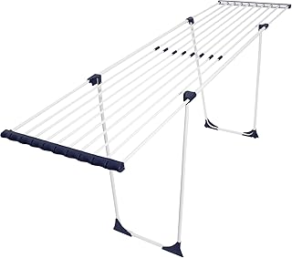 BigDean Teleskop Bettwäsche (!!) Wäscheständer mit Rollen ohne störende Querstrebe 20m Flügelwäscheständer Wäschetrockner ausziehbar