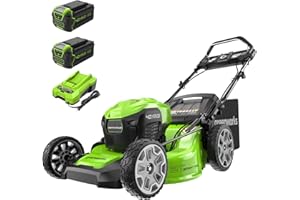 Greenworks 40V 21" Brushless Cordless (Smart Pace / Self-Propelled) Lawn Mower (75+ Compatible Tools), (2) 4.0Ah Batteries and Charger Included