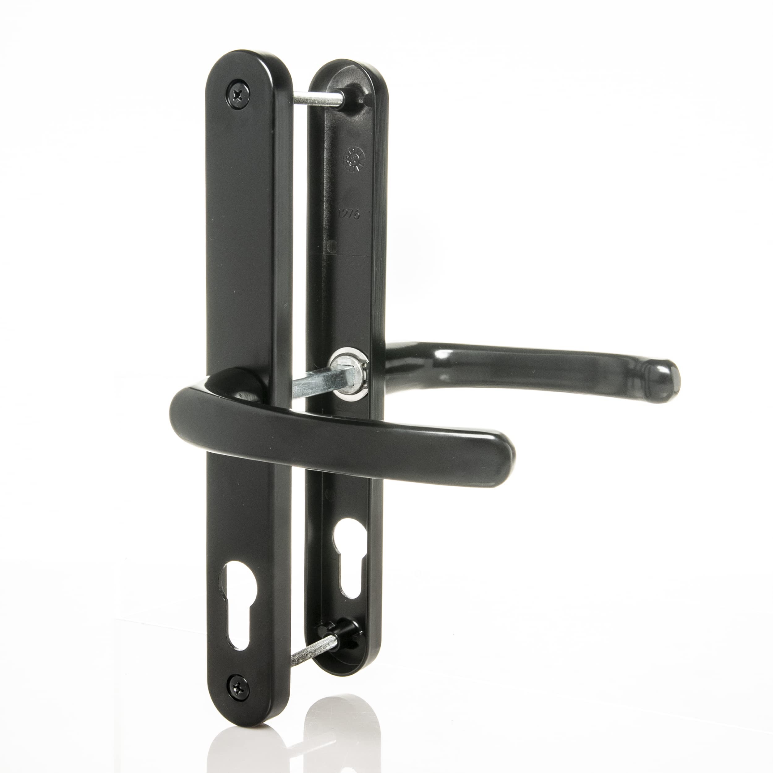 UPVC Door Handles Set Suits Fullex Locks - Black - Lever/Lever - 68mm PZ (Centres) - 215mm Screw to Screw - Backplate 245mm X 32mm - UPVC Door Handle - Black Replacement PVC Door Handle