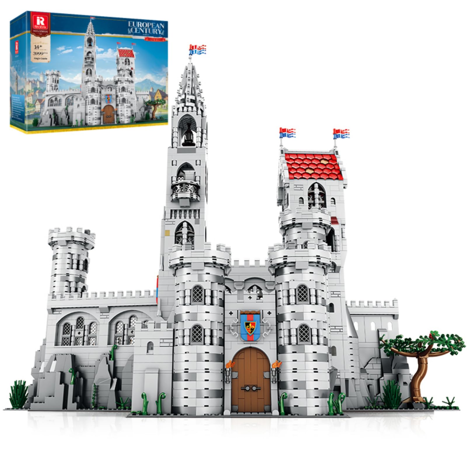 Reobrix King’s Castle Building Set for Adults, Medieval Foldable Castle Model with Two Play Modes, Three-Tier Design, Collectible Architecture Display Toy, Gift for History Lovers, 3999PCS