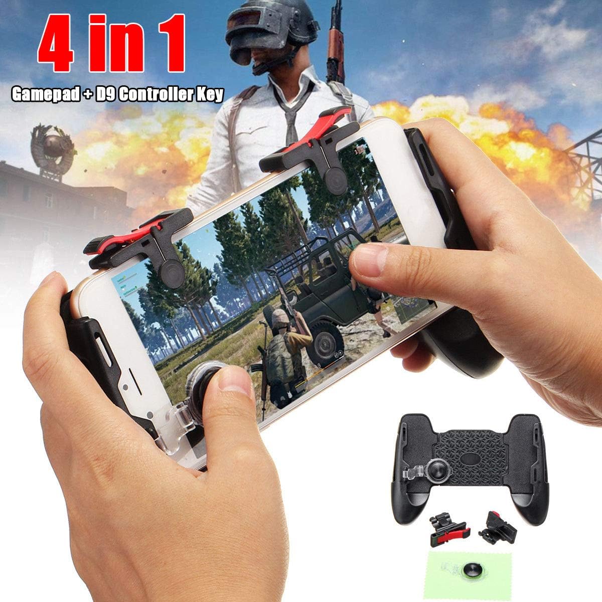 FidgetFidget HOT 4In1 Mobile Game Gamepad Joystick Controller Trigger Shooter Key for PUBG for Samsung Galaxy S9 Plus