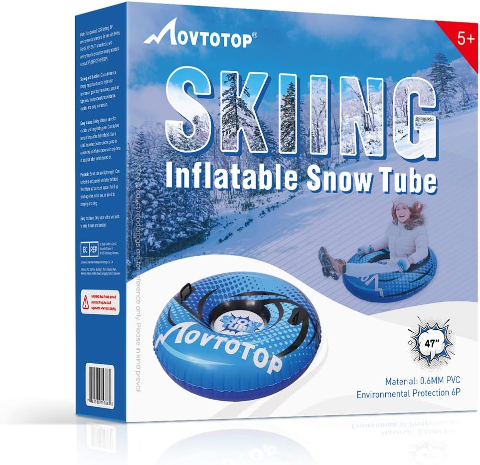 Snow Tubes, 47”Inflatable Snow Sleds, Durable Snow Tubes for Sledding