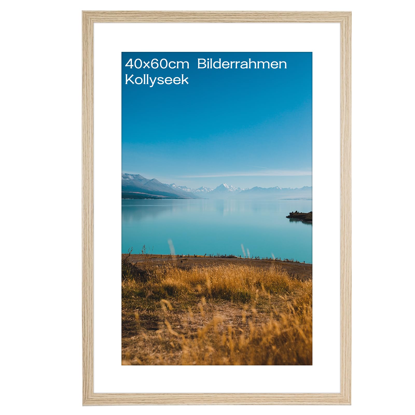 Kollyseek Wooden Picture Frame 40 x 60 cm, Acrylic Glass, MDF Back, Minimalist Style, Vertical Orientation, Wall Mount & Tabletop Stand