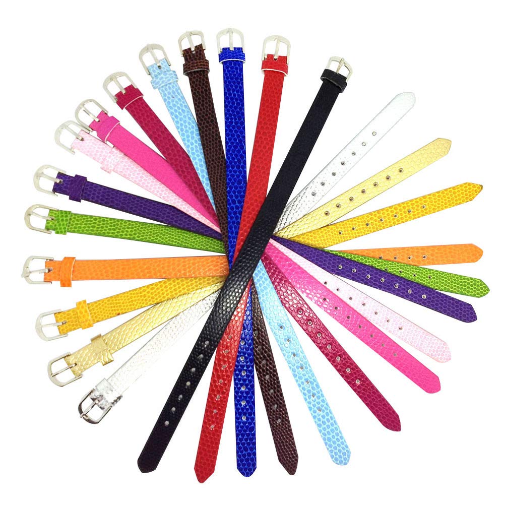 HEALLILY Slide Wristbands Leather Bracelet Strap Blank Bracelets for Slide Letters DIY Jewelry Making Supplies 8mm 20pcs (Random Color)